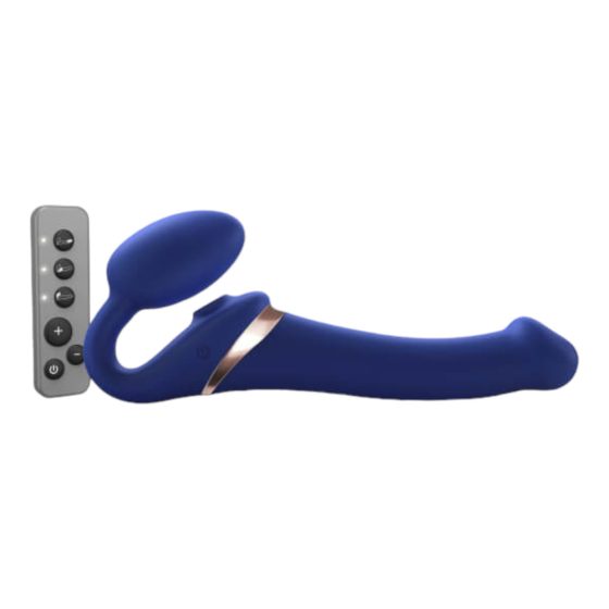 Strap-on-me M - Vzduchový vibrátor bez ramienok - stredný (modrý)