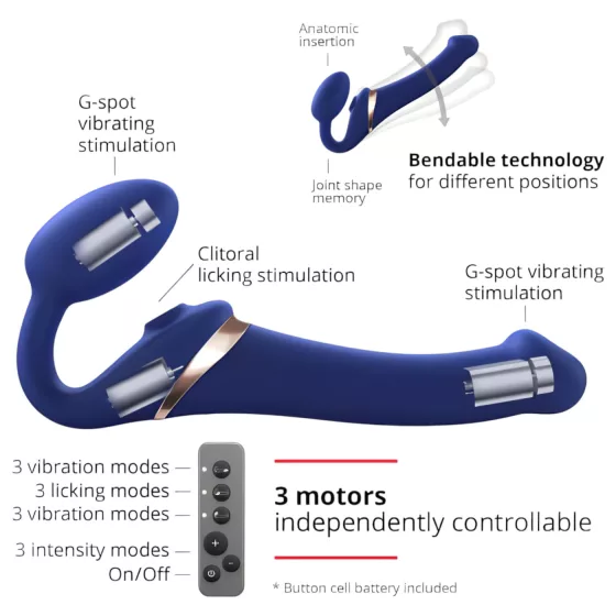 Strap-on-me - pripínací vibrátor s pulzujúcimi vlnami - modrý