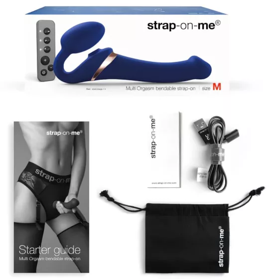 Strap-on-me - pripínací vibrátor s pulzujúcimi vlnami - modrý