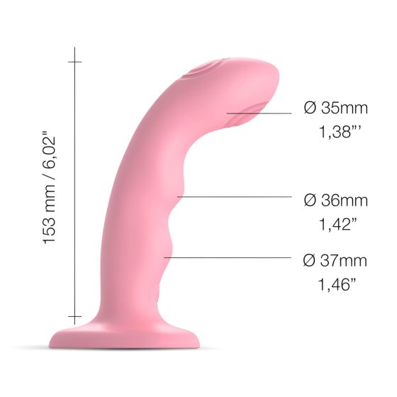 Strap-on-me M - vodotesný, pulzujúci G-bod vibrátor (ružový)