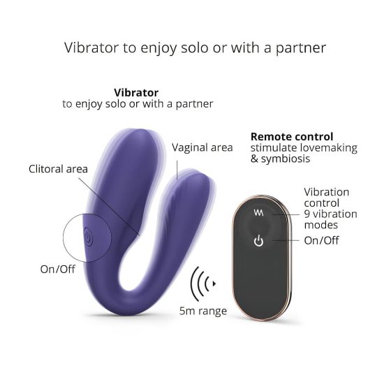 Love to Love Match up - nabíjateľný, rádiový párový vibrátor (fialový)