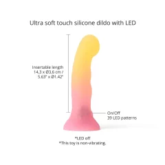   Love to Love Sugar Bomb - svietiace silikónové dildo s LED (ružovo-žlté) - 16,9 cm