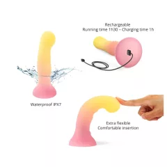   Love to Love Sugar Bomb - svietiace silikónové dildo s LED (ružovo-žlté) - 16,9 cm