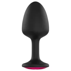   Dorcel - análny kolík s ružovým kamienkom - stredný - čierny