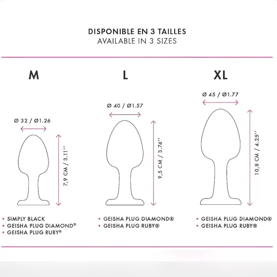 Dorcel - análny kolík s ružovým kamienkom - stredný - čierny