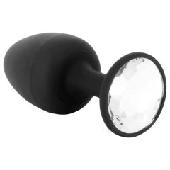 Geisha Diamond Plug L - čierny s bielym kameňom