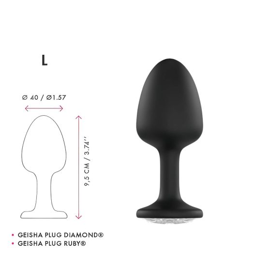 Dorcel Geisha Plug Diamond L - anál klenot s bielym kameňom (čierny)