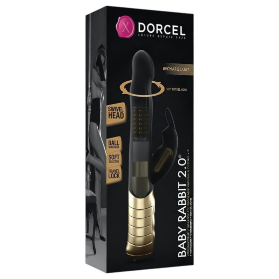 / Dorcel Baby Rabbit 2.0 - čierny a zlatý vibrátor s klitidráždičom