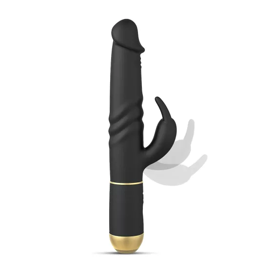 Dorcel - vibrátor s pohyblivým klitorisovým stimulátorom - čierny