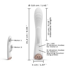   Dorcel Flexi Rabbit - nabíjací, vyhrievací vibrátor s ramenom na klitoris (biely)