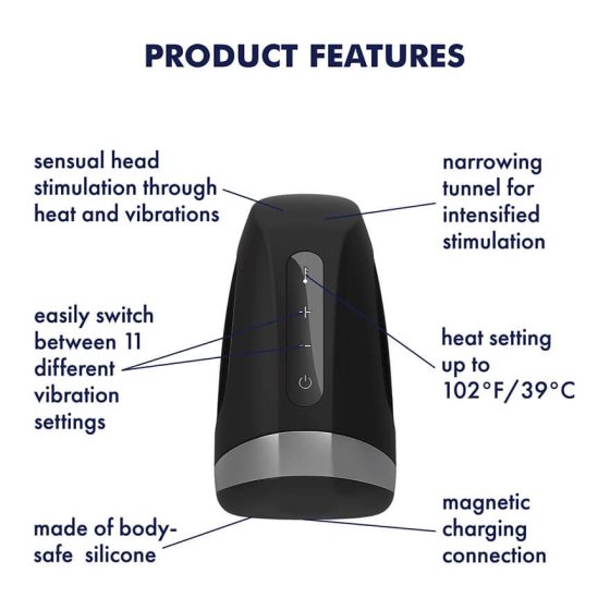 Satisfyer Men Heat Vibration - nabíjací vibrátor na žaluď s ohrevacou funkciou (čierny)