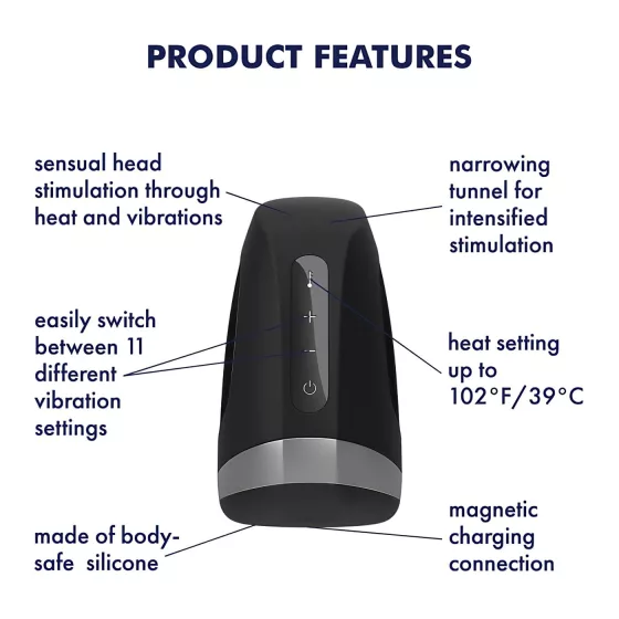 Satisfyer Men Heat Vibration - zahrievací vibrátor na žaluď (čierny)