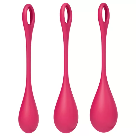 Satisfyer - venušine guličky sada - 3 kusy - červená