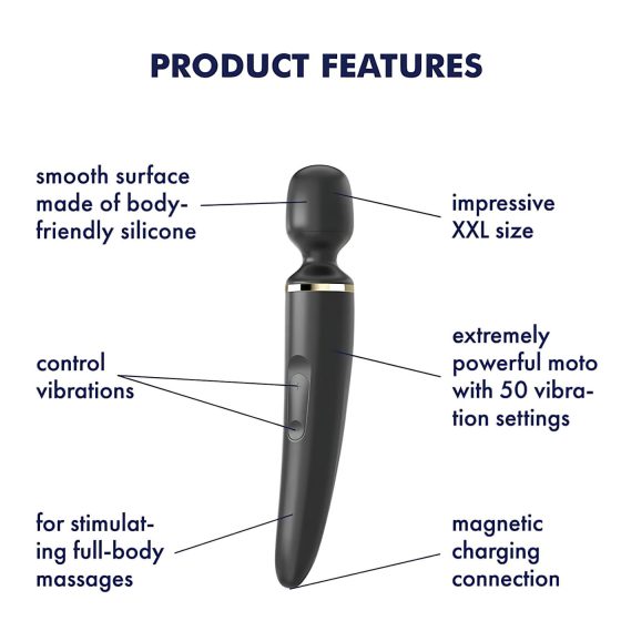 Satisfyer Wand-er Woman - vibračný masážny prútik - vodotesný - čierny