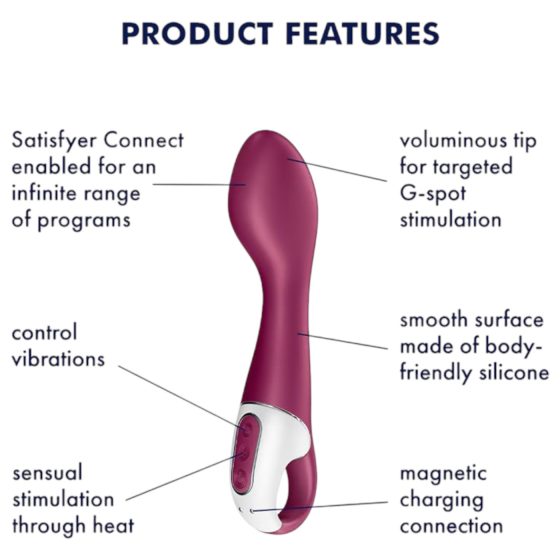 Satisfyer Hot Spot - vibrátor na G bod - nabíjateľný, vyhrievaný - červený