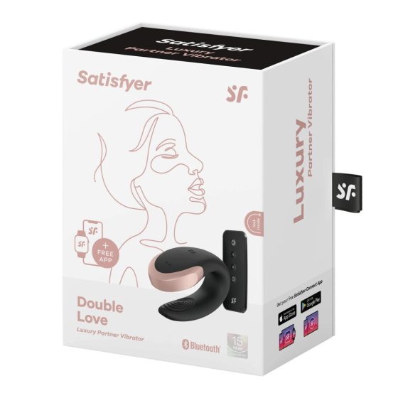 Satisfyer Double Love - nabíjací, vodotesný smart párový vibrátor (čierny)