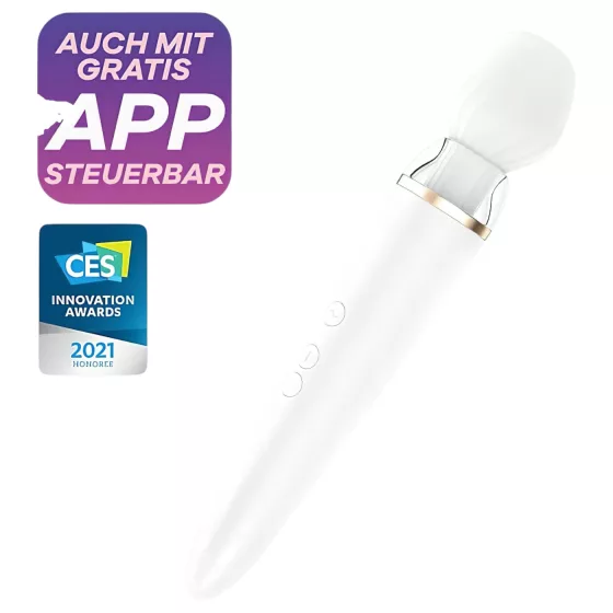 Satisfyer Double Wand-er - masážny vibrátor - smart funkcie - biely