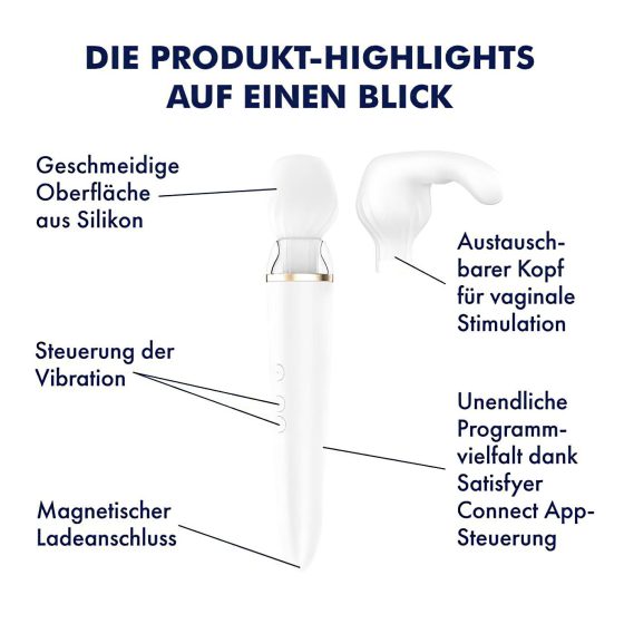 Satisfyer Double Wand-er - chytrý masážny vibrátor (biely)