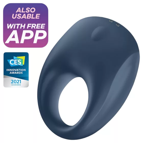 Satisfyer Strong One - vibračný erekčný krúžok pre mužov s ovládaním cez aplikáciu (modrý)