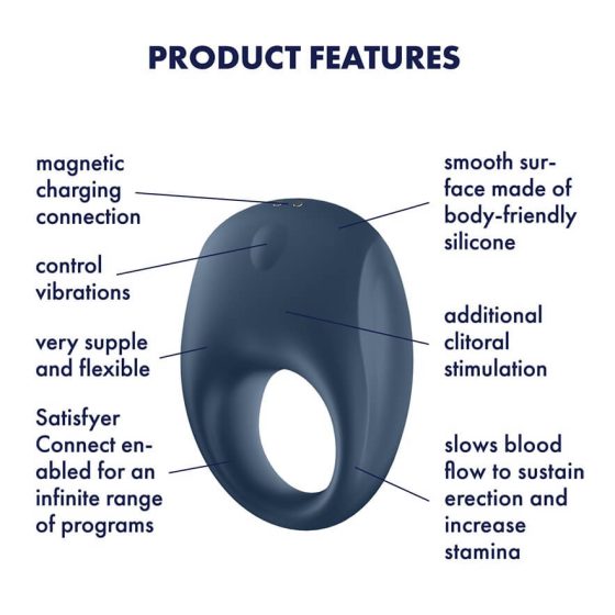 Satisfyer Strong One - nabíjací, vodotesný smart krúžok na penis (modrý)