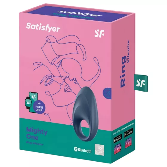 Satisfyer Mighty One - Vibračný erekčný krúžok pre mužov s ovládaním cez aplikáciu (modrý)