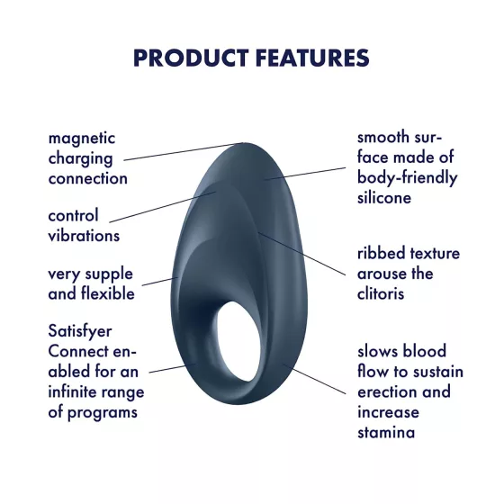 Satisfyer Mighty One - Vibračný erekčný krúžok pre mužov s ovládaním cez aplikáciu (modrý)
