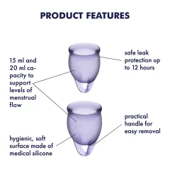   Satisfyer Feel Confident - menštruačný kalíšok set - fialový