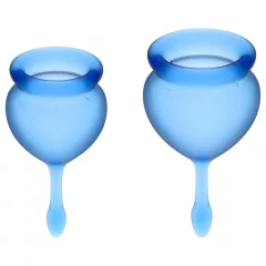   Satisfyer Feel Good - silikónový menštruačný kalíšok set (modrý, 2 ks)