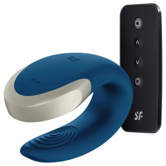 Satisfyer Double Love - párový vibrátor - Bluetooth - modrý