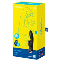   Satisfyer Double Flex - vibrátor s klitorálnym ramenom ovládaný aplikáciou (čierny)