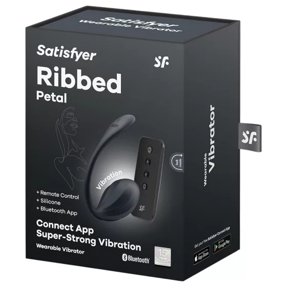 Satisfyer Ribbed Petal - nositeľné vibračné vajíčko s rádiovým ovládaním (čierne)