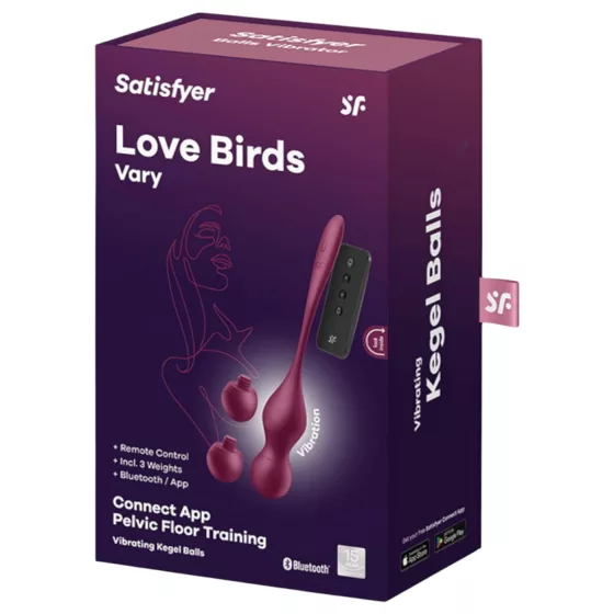 Satisfyer Love Birds Vary - Vibračné venušine guličky ovládané aplikáciou (červené)