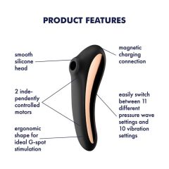   Satisfyer Dual Kiss - nabíjací vaginálny a klitorisový vibrátor (čierny)
