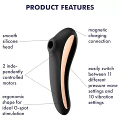   Satisfyer Dual Kiss - akumulátorový vaginálny a klitorálny vibrátor (čierny)