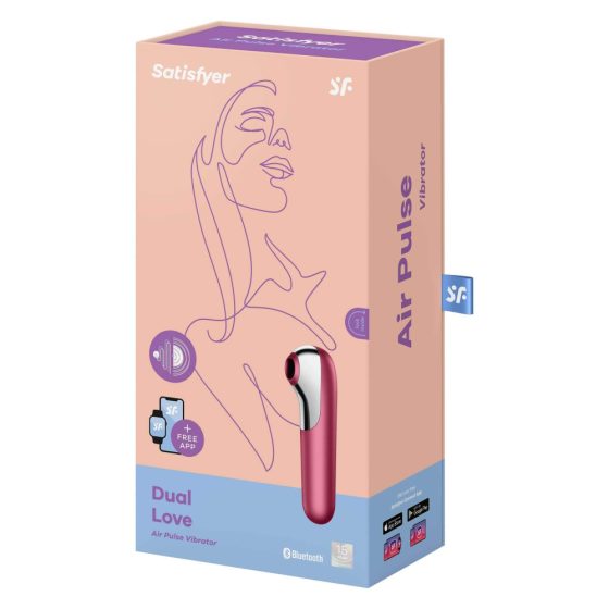 Satisfyer Dual Love - nabíjací, vodotesný smart vibrátor na klitoris a vagínu (červený)