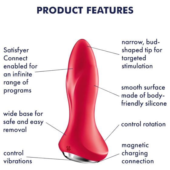 Satisfyer Rotator Plug 1 - análne dildo s korálkami (červené)