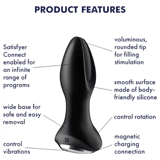 Satisfyer Rotator Plug 2 - análne vibračné dildo s korálkami (čierne)