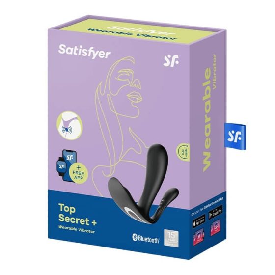 Satisfyer Top Secret Plus - nabíjací, inteligentný 3 kolíkový vibrátor (čierny)