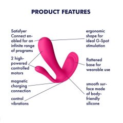   Satisfyer Top Secret Plus - nabíjací, inteligentný 3 kolíkový vibrátor (ružový)