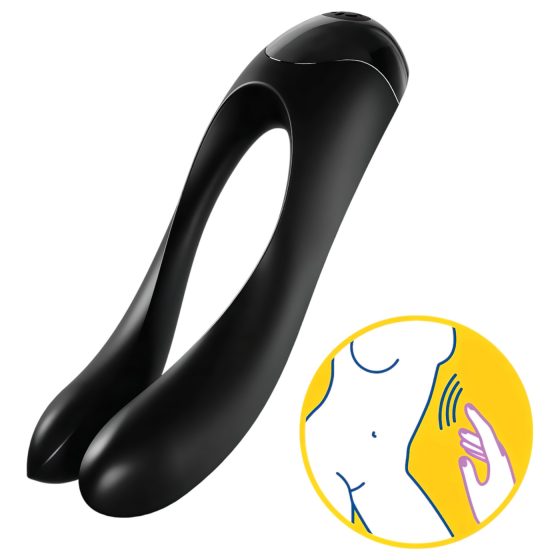 Satisfyer Candy Cane - nabíjateľný, vodotesný dvojitý vibrátor (čierny)
