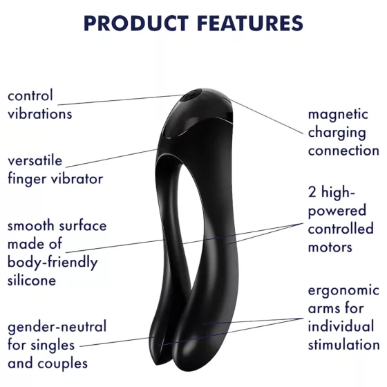 Satisfyer Candy Cane - dvojitý vibrátor - nabíjateľný, vodotesný - čierny