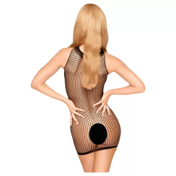 Penthouse - erotické minišaty - sieťovina Y vzor - čierna