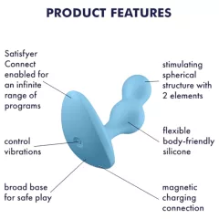   Satisfyer - análny vibrátor s diaľkovým ovládaním - modrý