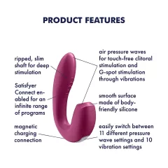   Satisfyer Sunray - akumulátorový, tlakovo-vlnový 2v1 vibrátor (červený)