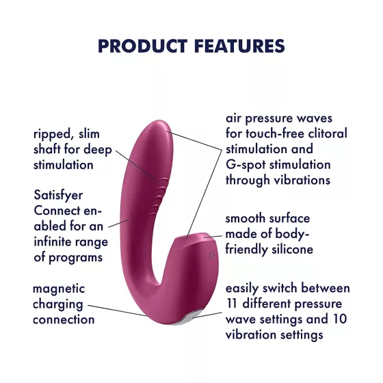 Satisfyer Sunray - akumulátorový, tlakovo-vlnový 2v1 vibrátor (červený)