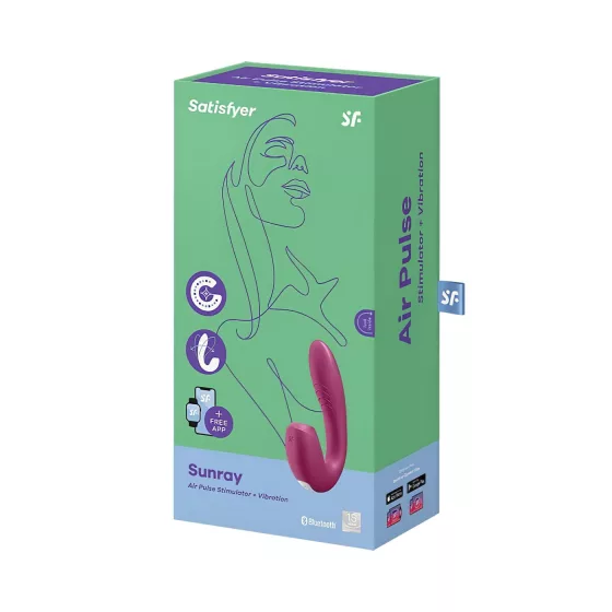 Satisfyer Sunray - akumulátorový, tlakovo-vlnový 2v1 vibrátor (červený)