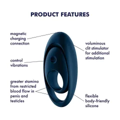   Satisfyer Glorious Duo - vibračný erekčný krúžok (modrý)