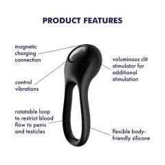   Satisfyer Majestic Duo - vibračný vodeodolný erekčný krúžok - čierny