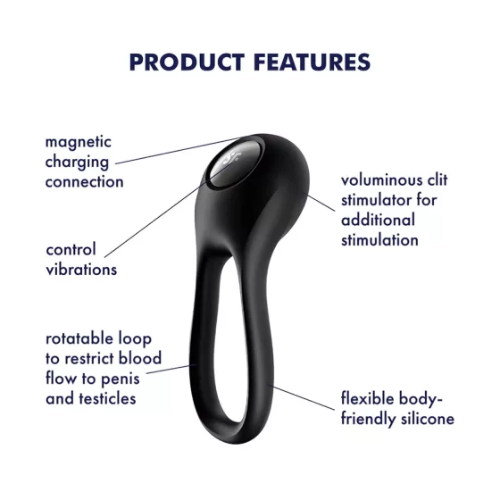 Satisfyer Majestic Duo - vibračný vodeodolný erekčný krúžok - čierny