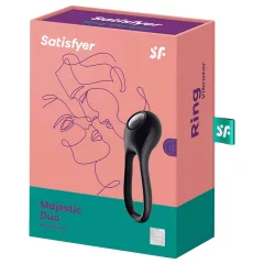   Satisfyer Majestic Duo - vibračný vodeodolný erekčný krúžok - čierny